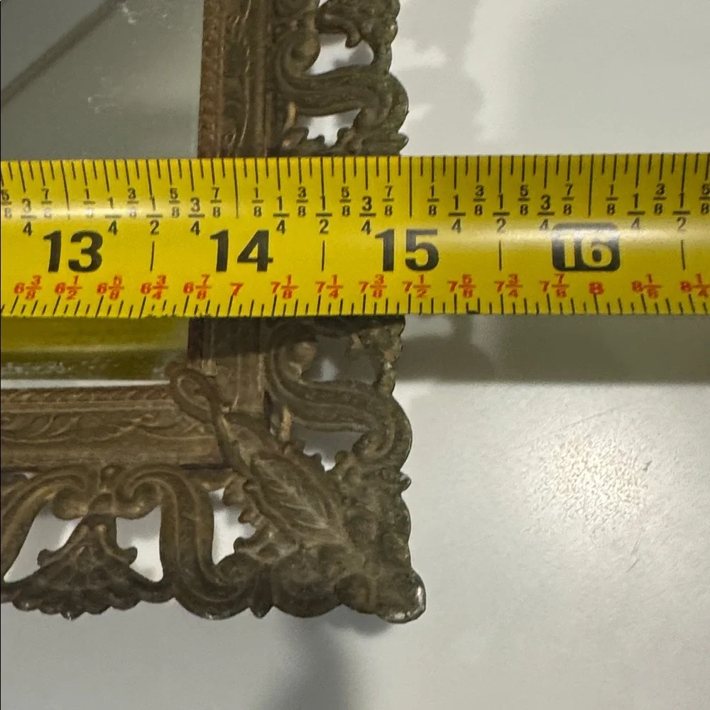 VINTAGE Brass Gold Ornate Decorative Mirrored Vanity Tray